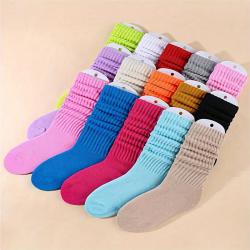 6/ 10 Pairs of Ultra-Soft, Thick, and Trendy Solid Slouch Socks - Cozy Knit Fabr