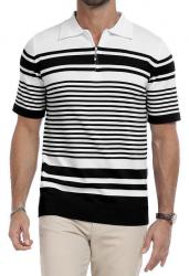 KUYIGO Men's Knit Striped Collared Polo Shirts